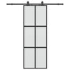 Vidaxl schuifdeur met beslagset 76x205 cm gehard glas zwart