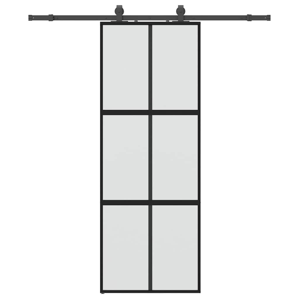 Porta scorrevole VidaXL con set ferramenta 76x205 cm vetro temperato nero