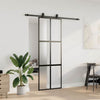 Porta scorrevole VidaXL con set ferramenta 76x205 cm vetro temperato nero