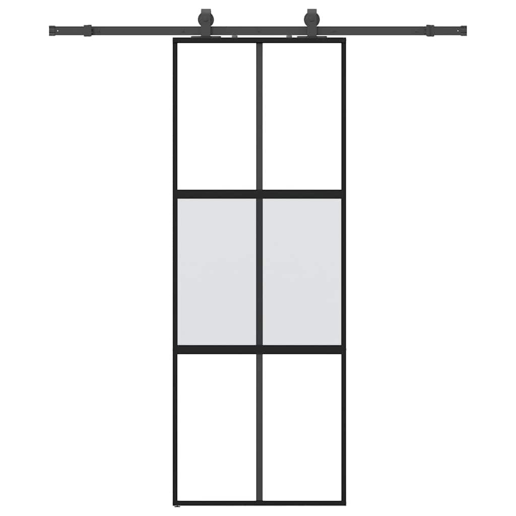 Porta scorrevole VidaXL con set ferramenta 76x205 cm vetro temperato nero