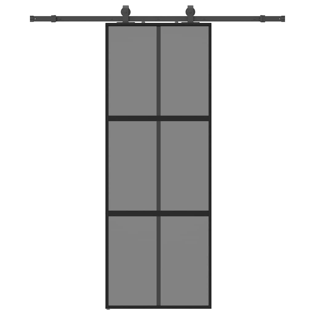 Porta scorrevole VidaXL con set ferramenta 76x205 cm vetro temperato nero
