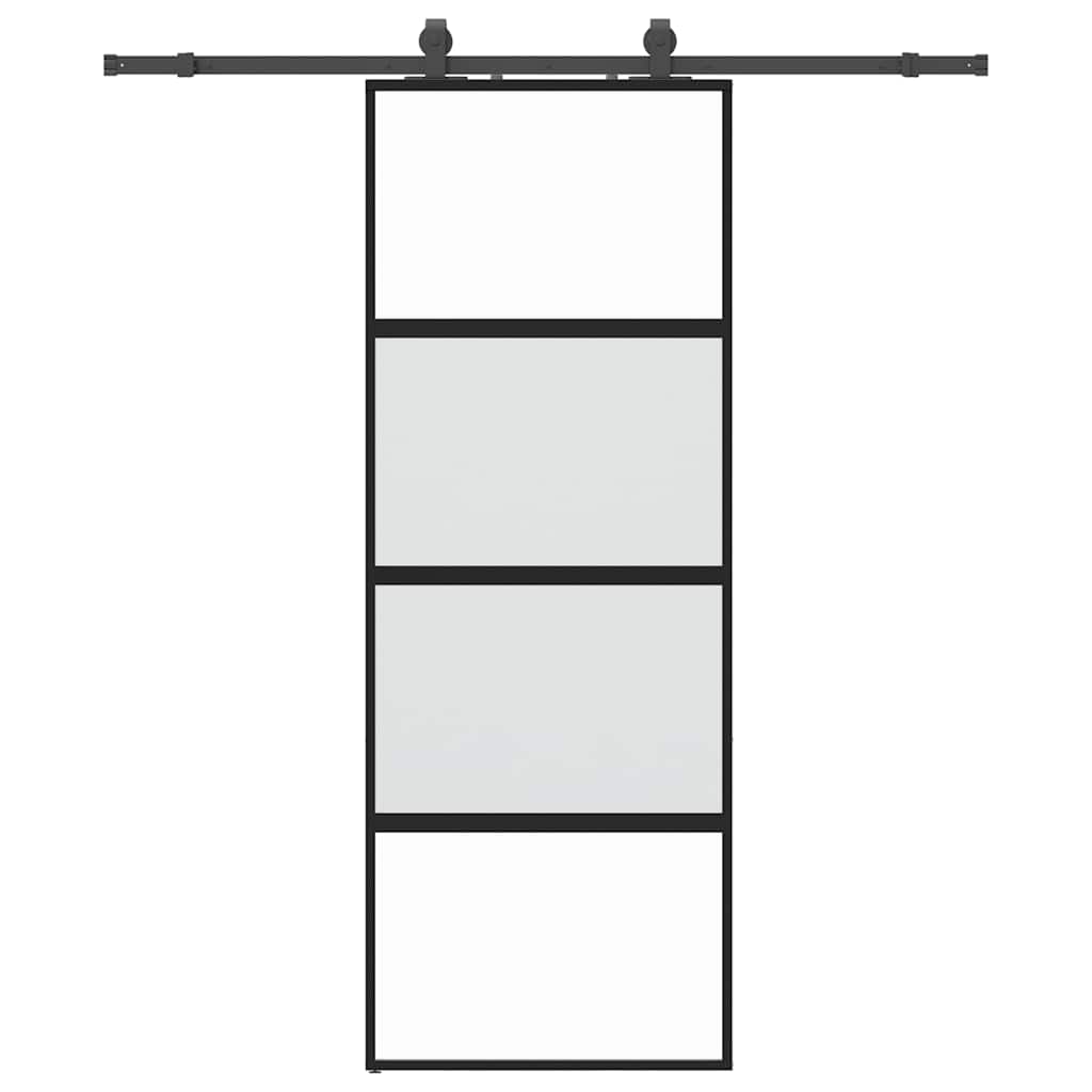Porta scorrevole VidaXL con set ferramenta 76x205 cm vetro temperato nero