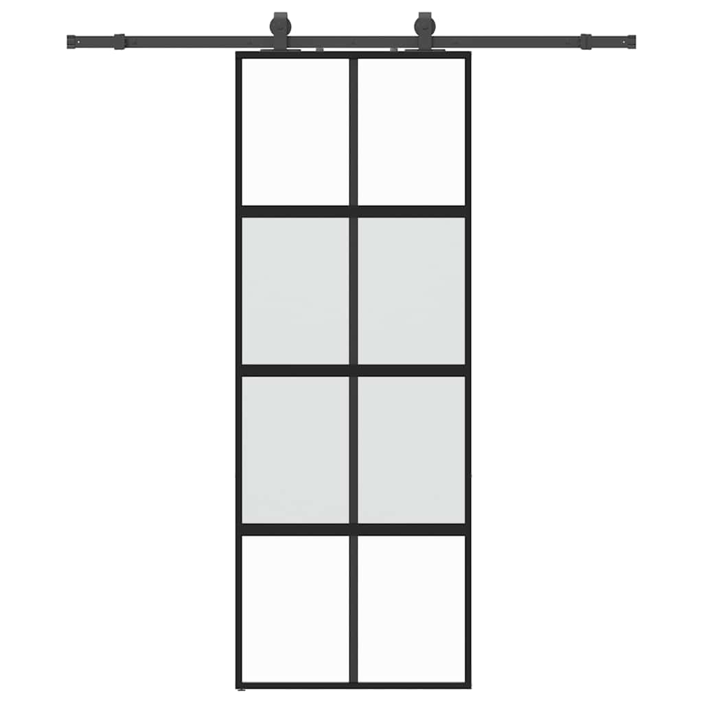 Porta scorrevole VidaXL con set ferramenta 76x205 cm vetro temperato nero