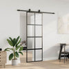Vidaxl schuifdeur met beslagset 76x205 cm gehard glas zwart