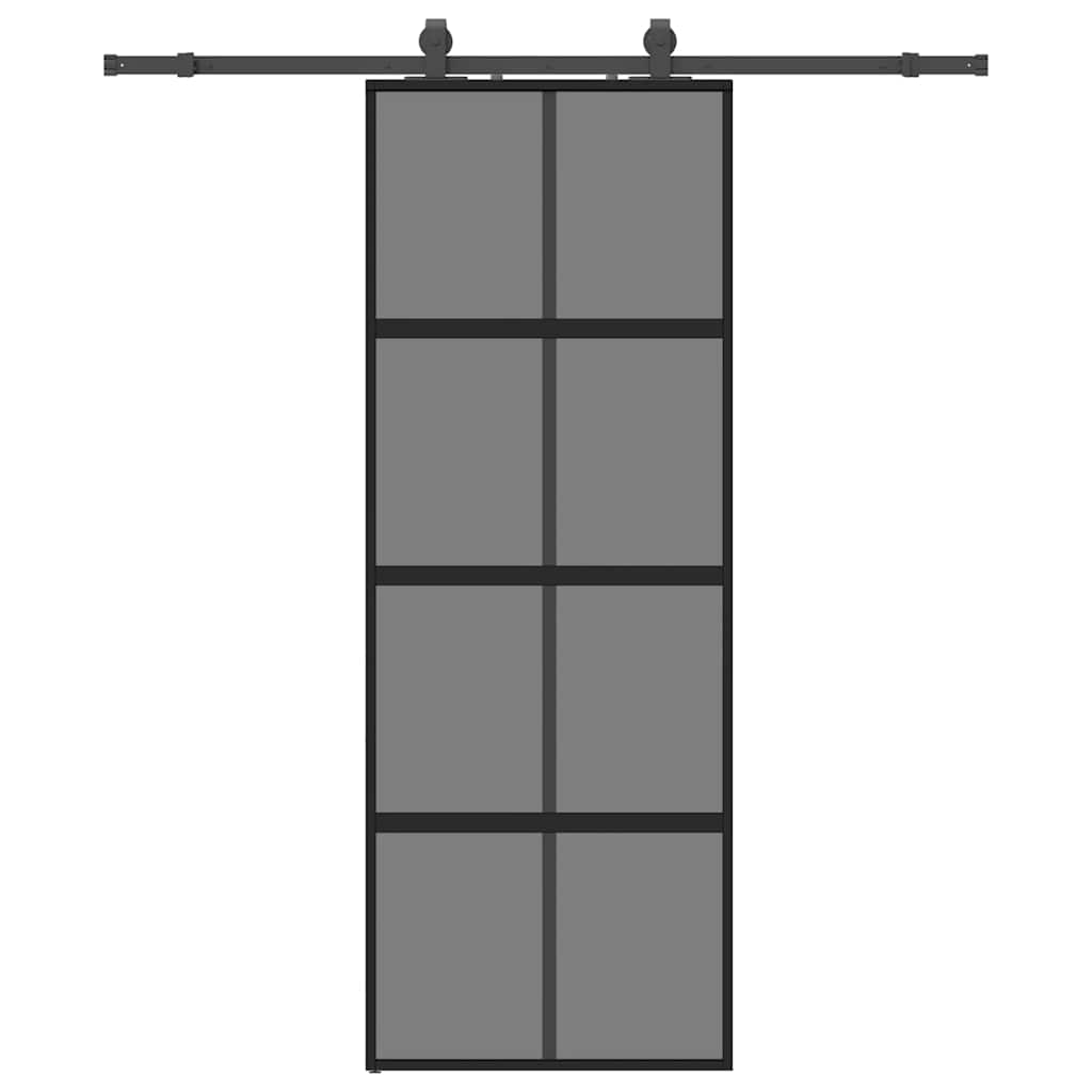Porta scorrevole VidaXL con set ferramenta 76x205 cm vetro temperato nero