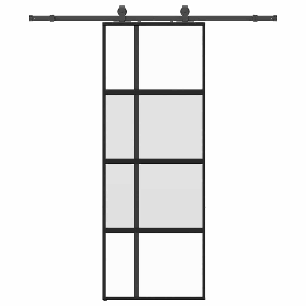 Porta scorrevole VidaXL con set ferramenta 76x205 cm vetro temperato nero