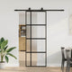 Porta scorrevole VidaXL con set ferramenta 76x205 cm vetro temperato nero