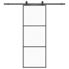 Vidaxl schuifdeur met beslagset 76x205 cm esg glas zwart