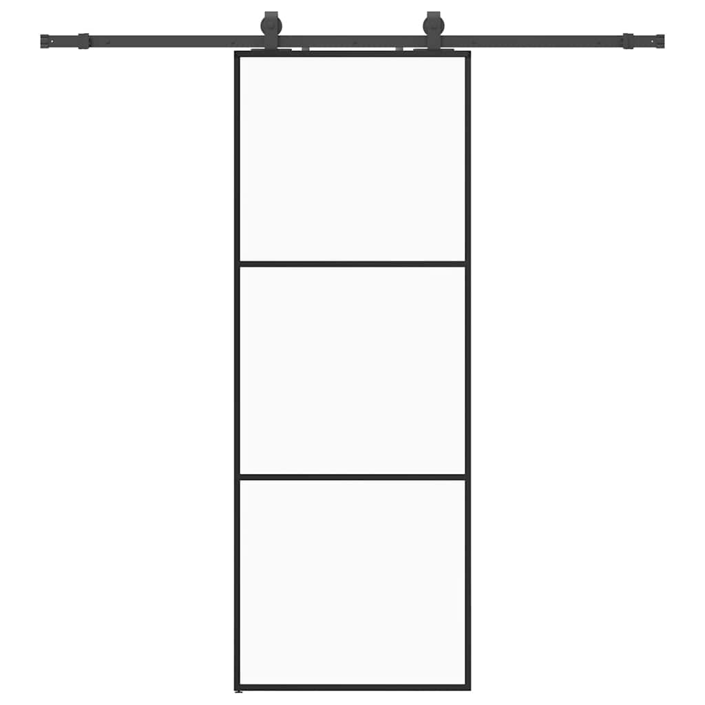 Vidaxl schuifdeur met beslagset 76x205 cm esg glas zwart
