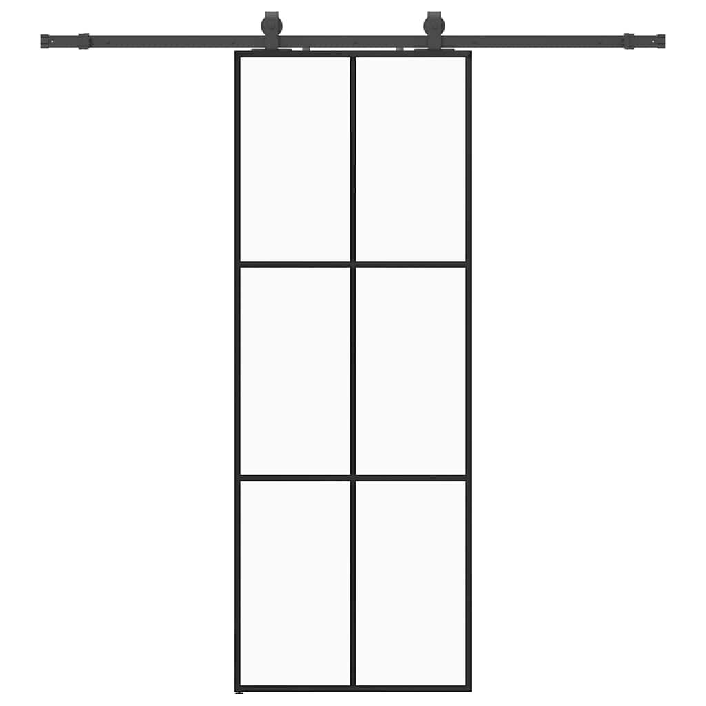 VidaXL puerta corredera con juego de herrajes 76x205 cm ESG vidrio negro