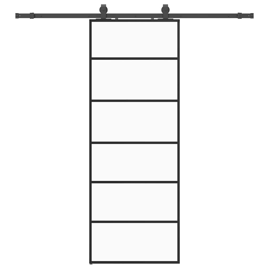 Vidaxl schuifdeur met beslagset 76x205 cm esg glas zwart