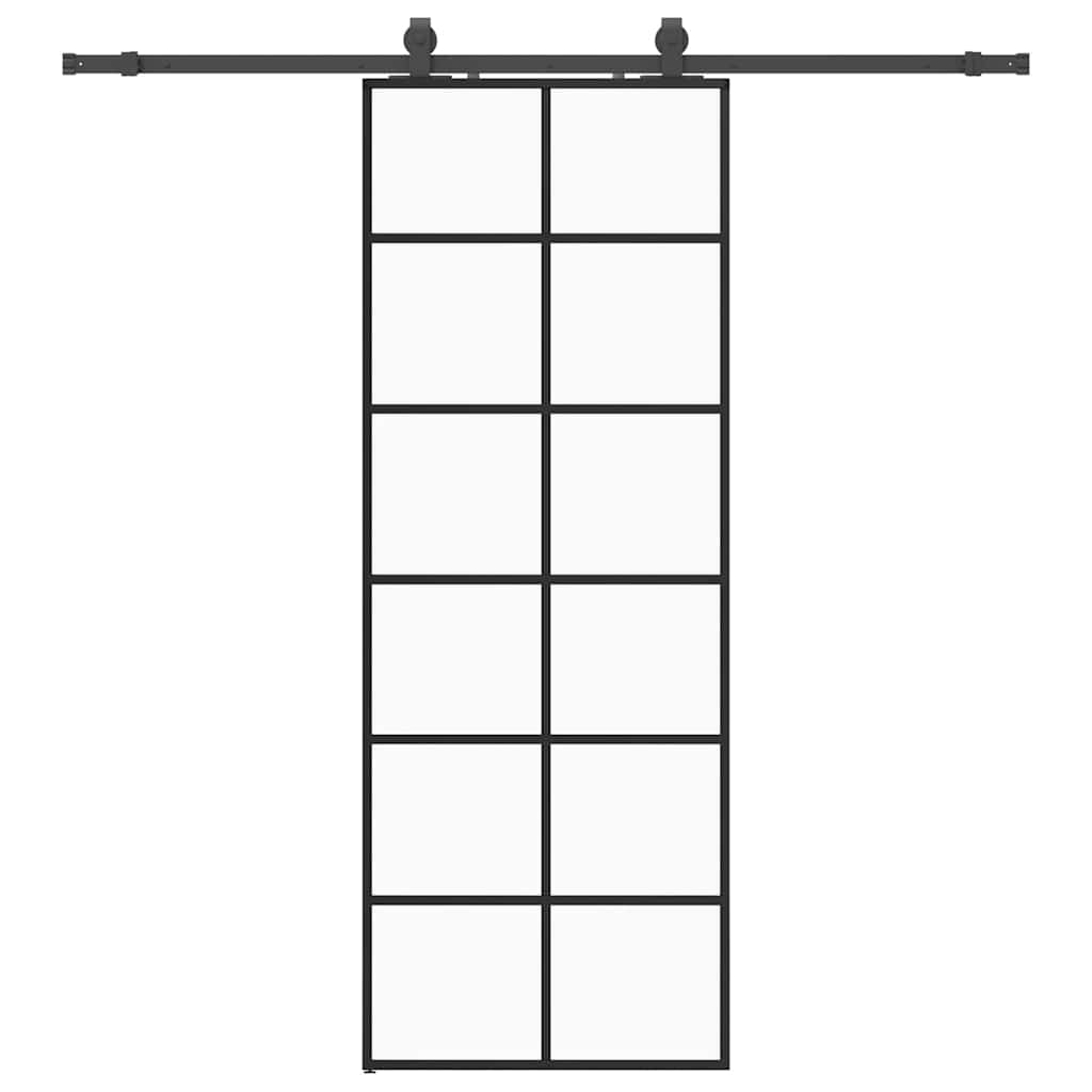 Porta scorrevole VidaXL con set ferramenta 76x205 cm vetro ESG nero