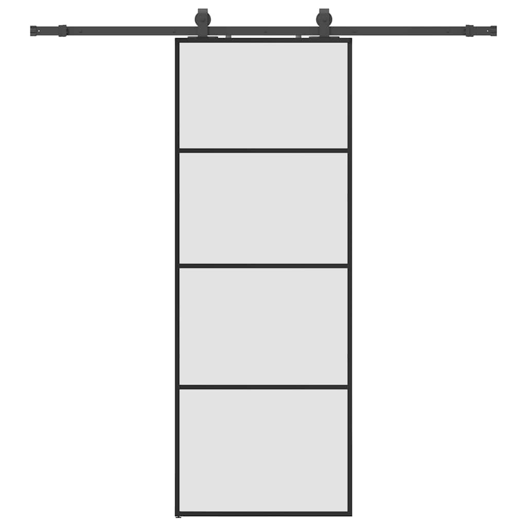 Porta scorrevole VidaXL con set ferramenta 76x205 cm vetro ESG nero