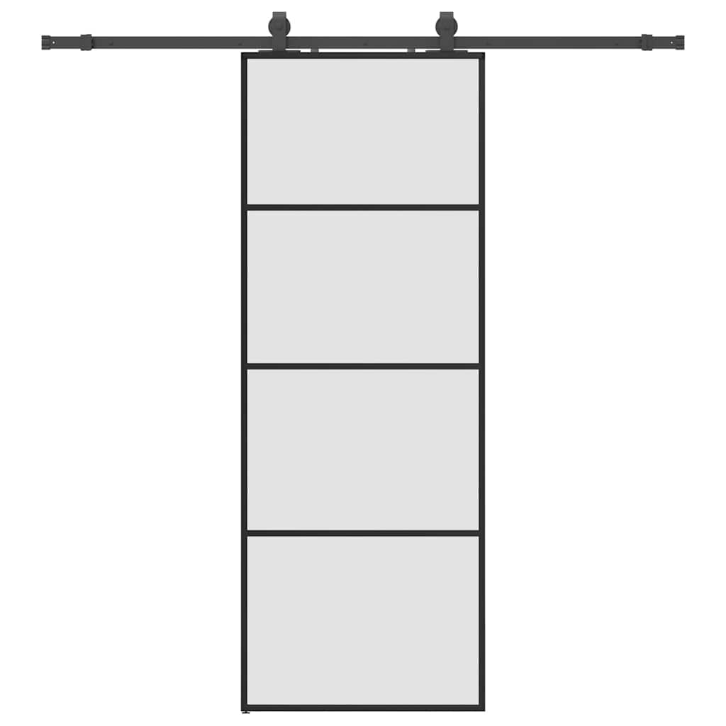 Vidaxl schuifdeur met beslagset 76x205 cm esg glas zwart