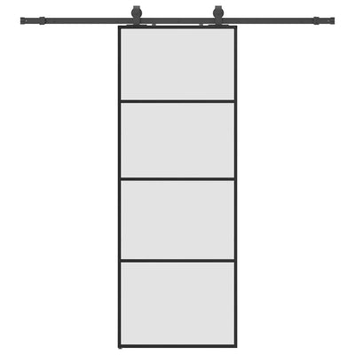 VidaXL puerta corredera con juego de herrajes 76x205 cm ESG vidrio negro