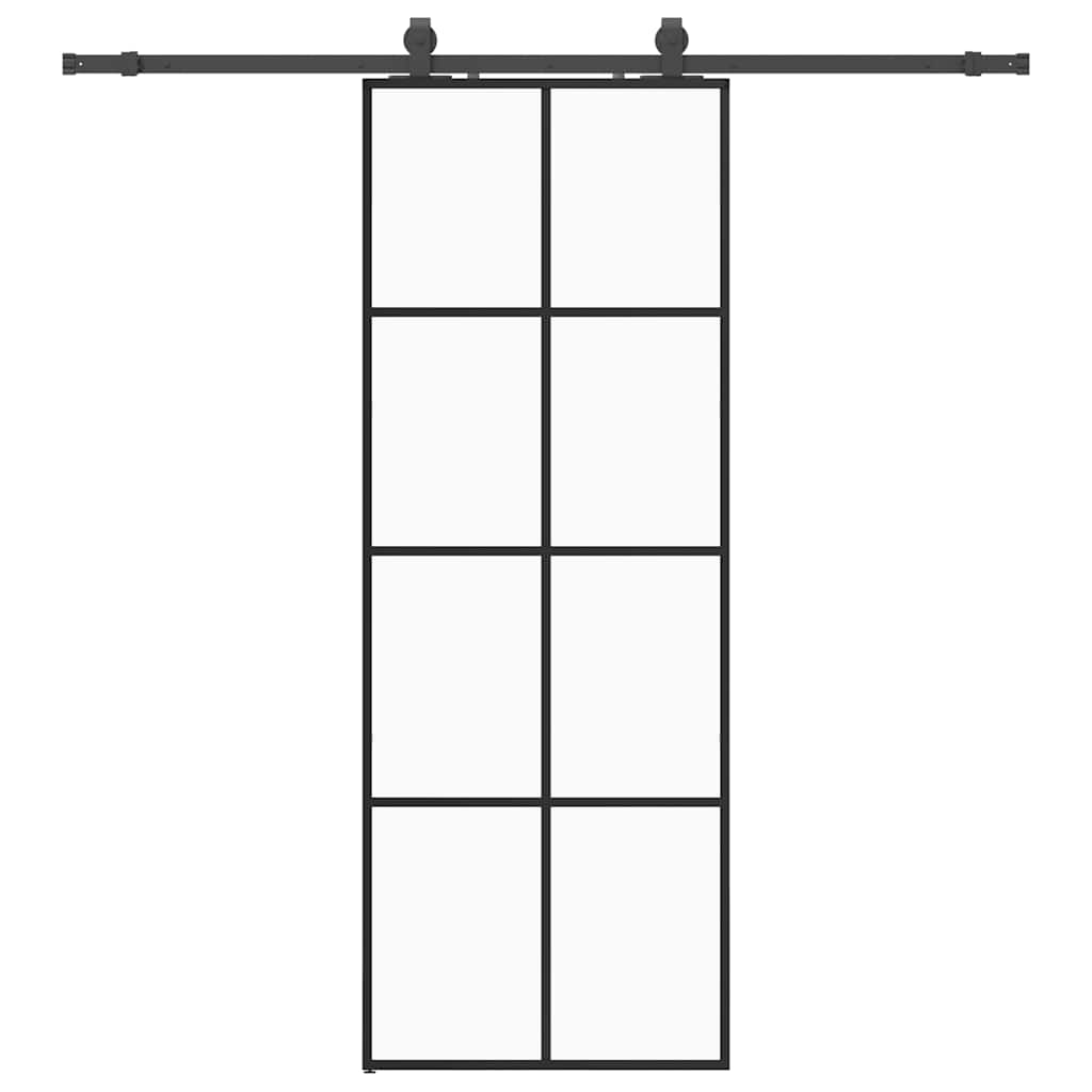 VidaXL puerta corredera con juego de herrajes 76x205 cm ESG vidrio negro