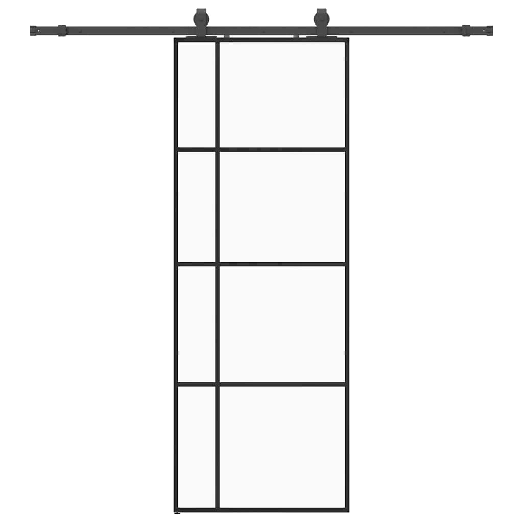 VidaXL puerta corredera con juego de herrajes 76x205 cm ESG vidrio negro