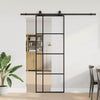 VidaXL puerta corredera con juego de herrajes 76x205 cm ESG vidrio negro