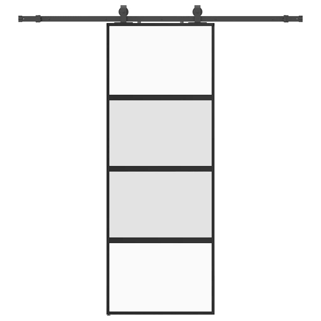 VidaXL puerta corredera con juego de herrajes 76x205 cm vidrio templado negro