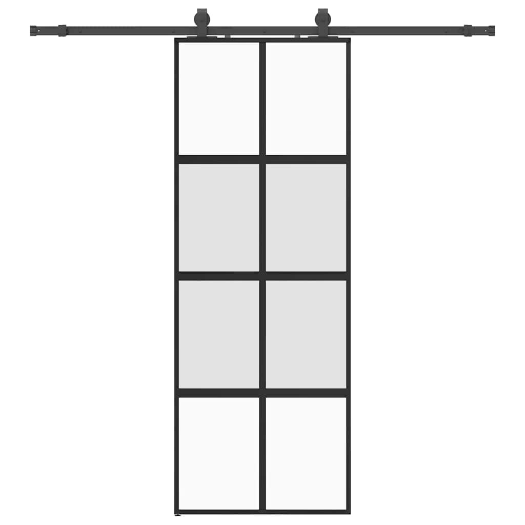 VidaXL puerta corredera con juego de herrajes 76x205 cm vidrio templado negro