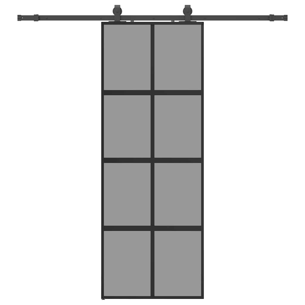 Vidaxl schuifdeur met beslagset 76x205 cm gehard glas zwart