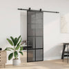 Vidaxl schuifdeur met beslagset 76x205 cm gehard glas zwart
