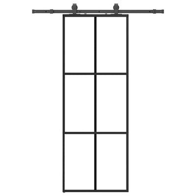VidaXL puerta corredera con juego de herrajes 76x205 cm ESG vidrio negro