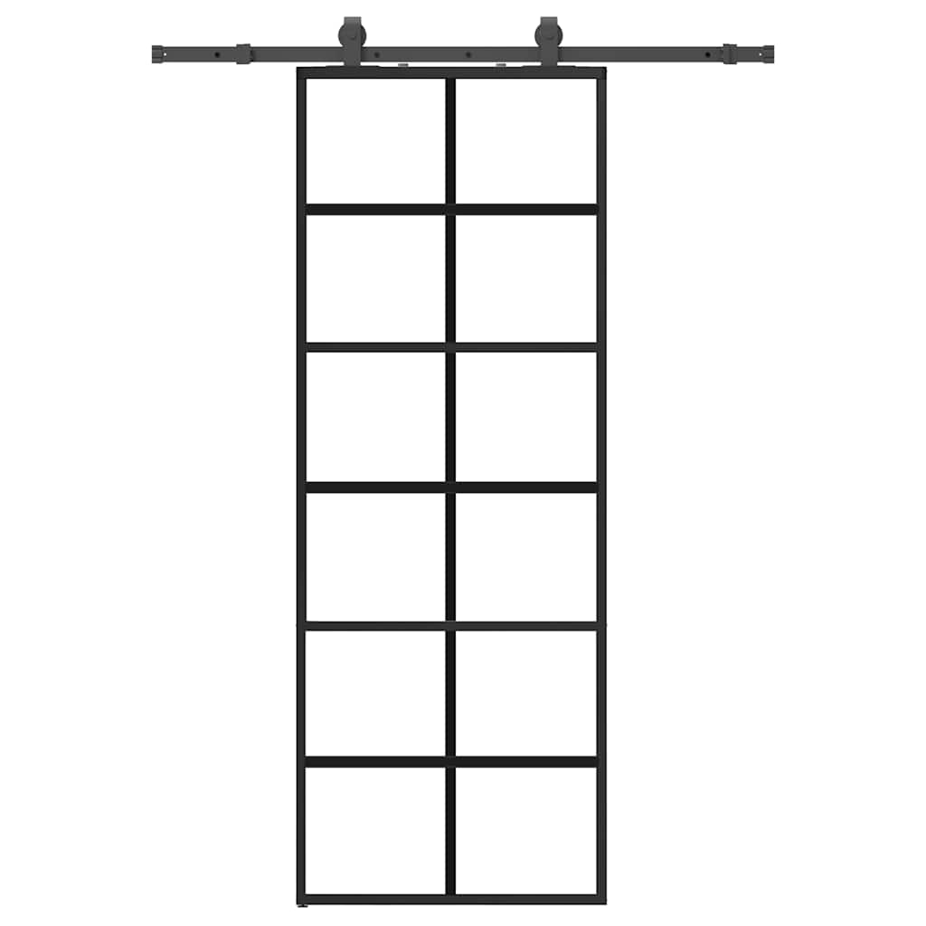 Porta scorrevole VidaXL con set ferramenta 76x205 cm vetro ESG nero
