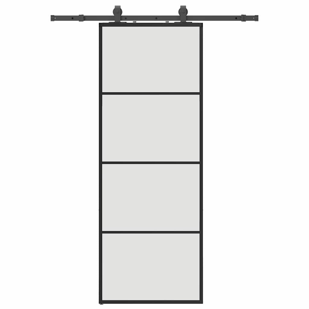 Vidaxl schuifdeur met beslagset 76x205 cm esg glas zwart
