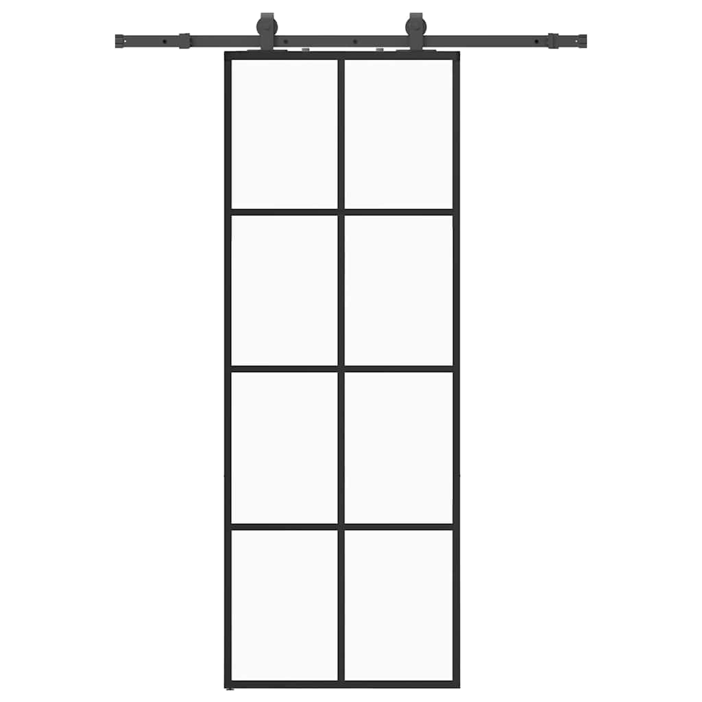Porta scorrevole VidaXL con set ferramenta 76x205 cm vetro ESG nero