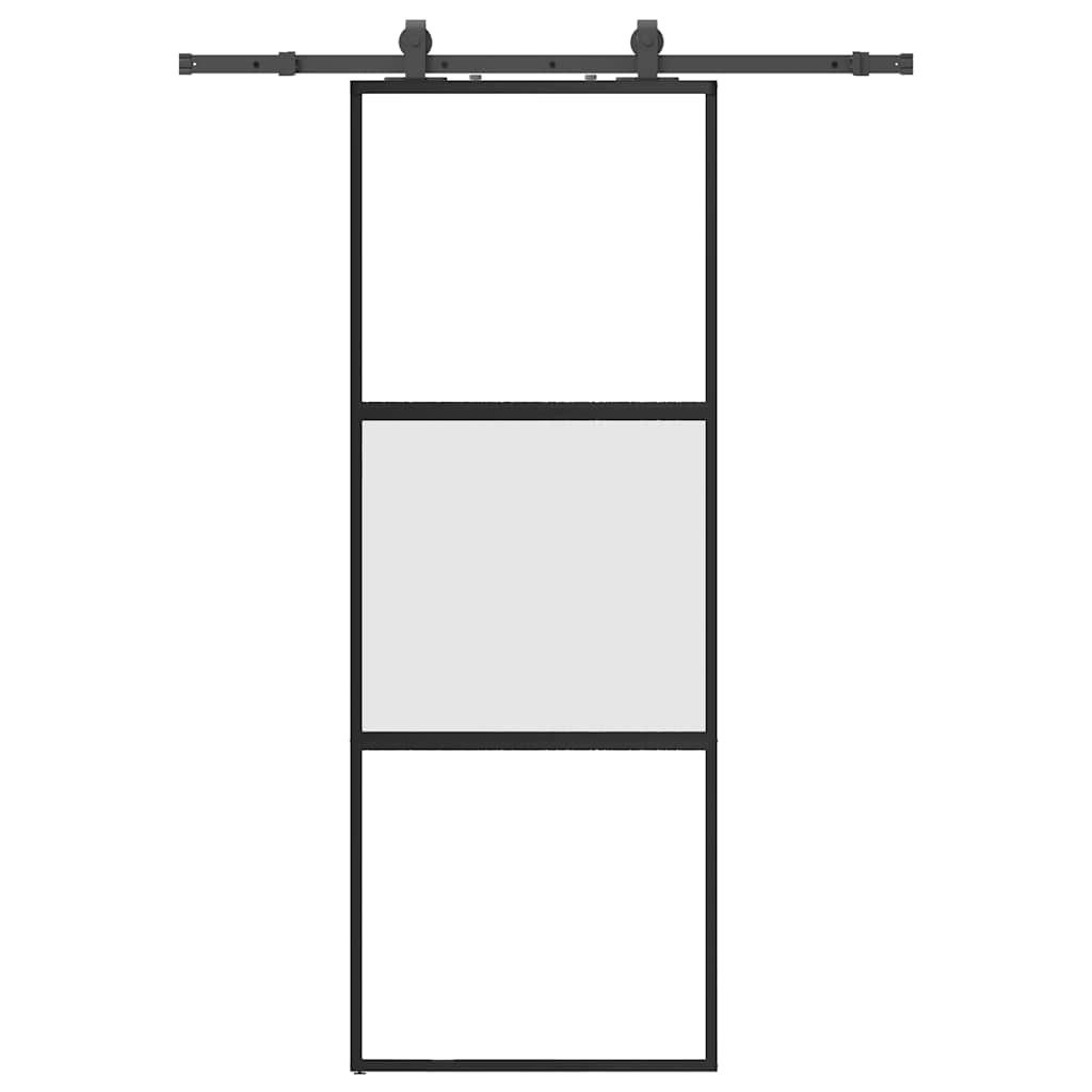 Porta scorrevole VidaXL con set ferramenta 76x205 cm vetro temperato nero