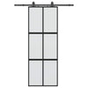 VidaXL puerta corredera con juego de herrajes 76x205 cm vidrio templado negro