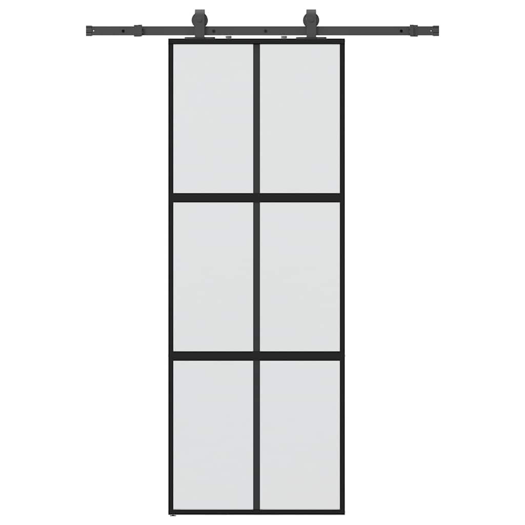 VidaXL puerta corredera con juego de herrajes 76x205 cm vidrio templado negro