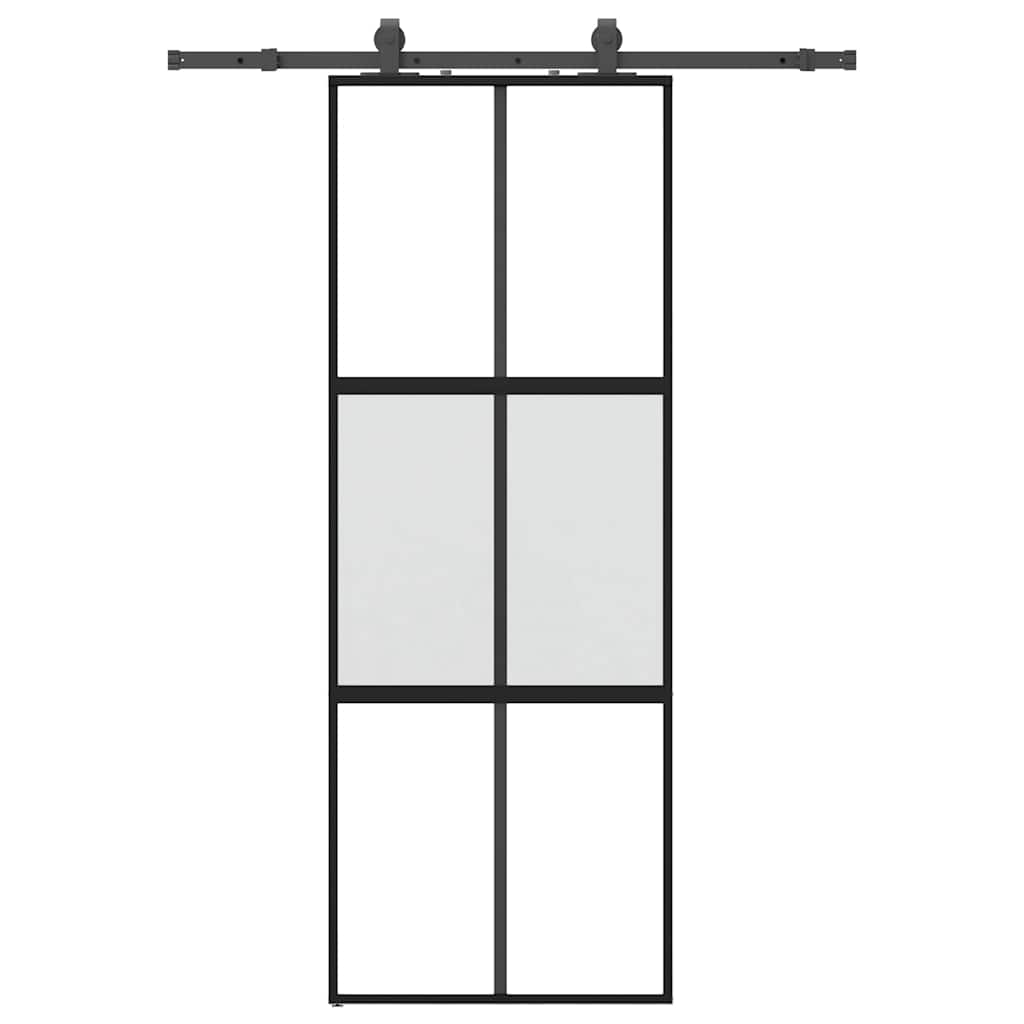 Vidaxl schuifdeur met beslagset 76x205 cm gehard glas zwart