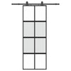 Vidaxl schuifdeur met beslagset 76x205 cm gehard glas zwart