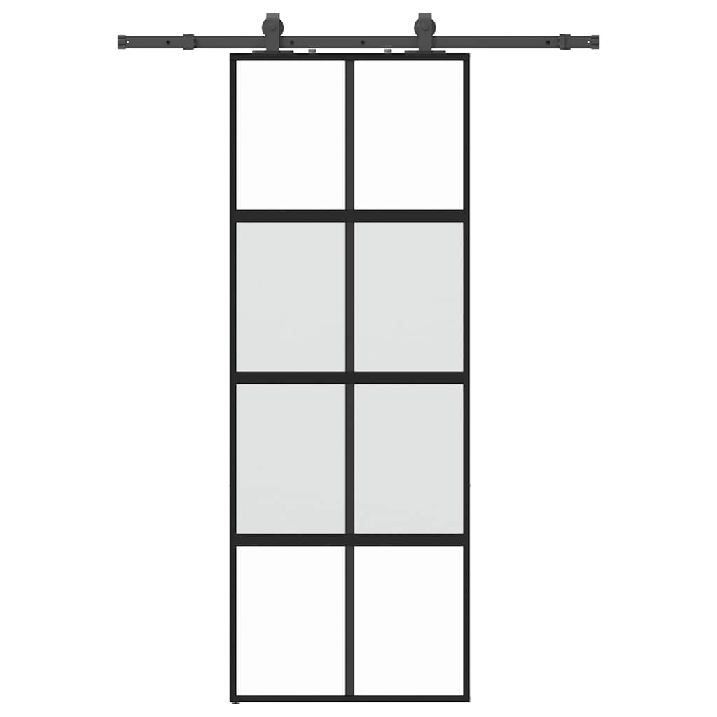 Vidaxl schuifdeur met beslagset 76x205 cm gehard glas zwart