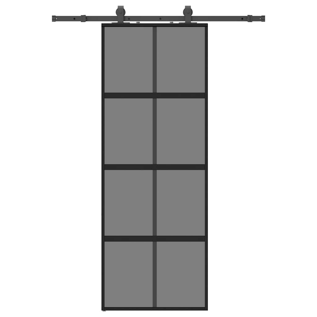 Vidaxl schuifdeur met beslagset 76x205 cm gehard glas zwart