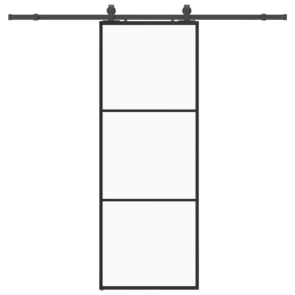 Porta scorrevole VidaXL con set ferramenta 76x205 cm vetro ESG nero