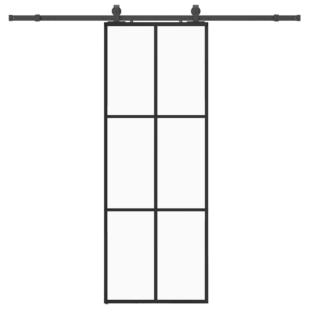 Vidaxl schuifdeur met beslagset 76x205 cm esg glas zwart