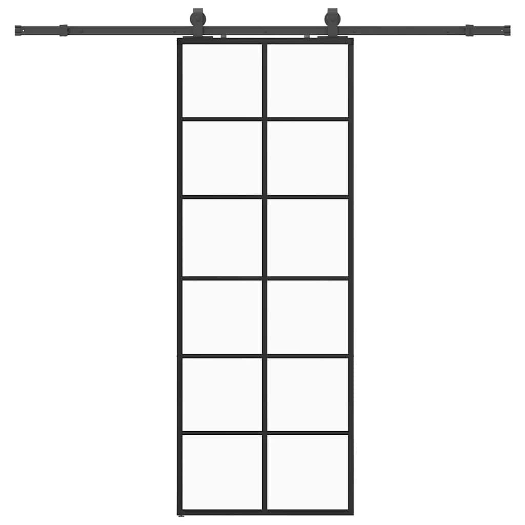 Vidaxl schuifdeur met beslagset 76x205 cm esg glas zwart