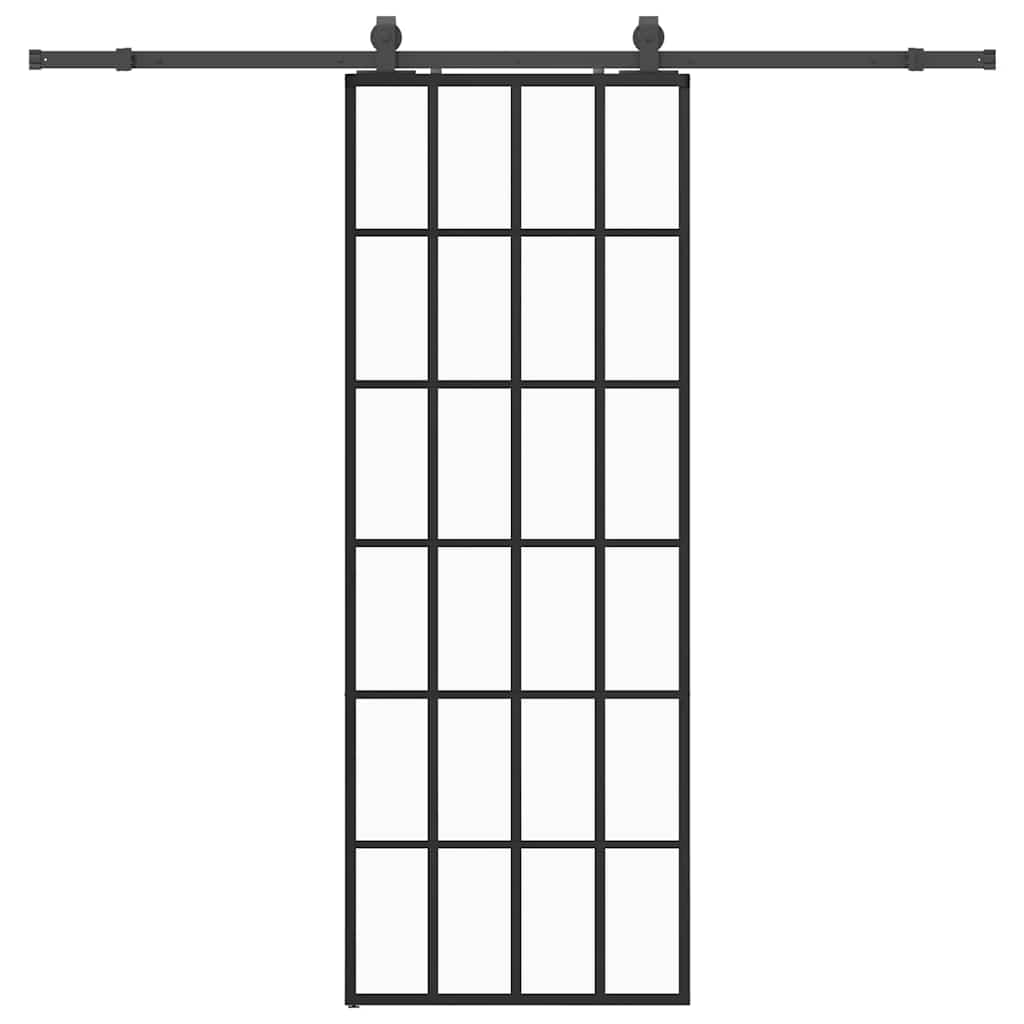 Vidaxl schuifdeur met beslagset 76x205 cm esg glas zwart