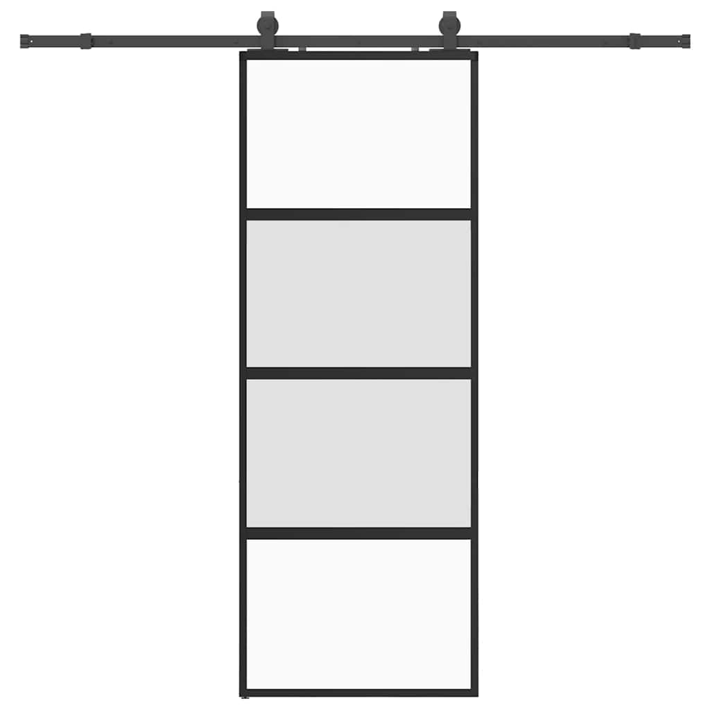 VidaXL puerta corredera con juego de herrajes 76x205 cm vidrio templado negro