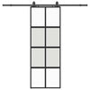 Vidaxl schuifdeur met beslagset 76x205 cm gehard glas zwart