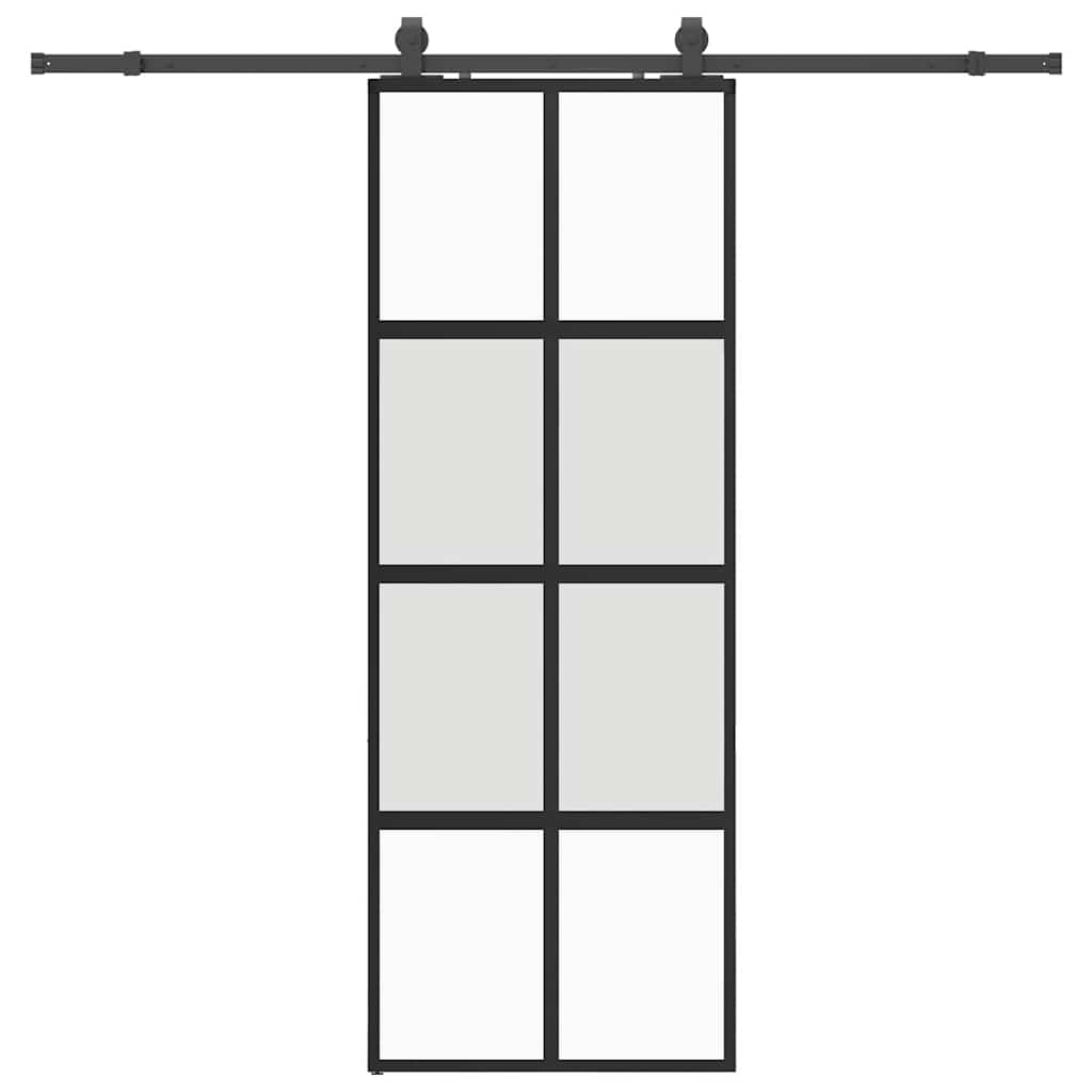 Vidaxl schuifdeur met beslagset 76x205 cm gehard glas zwart