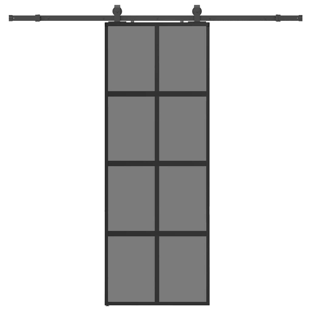 Vidaxl schuifdeur met beslagset 76x205 cm gehard glas zwart