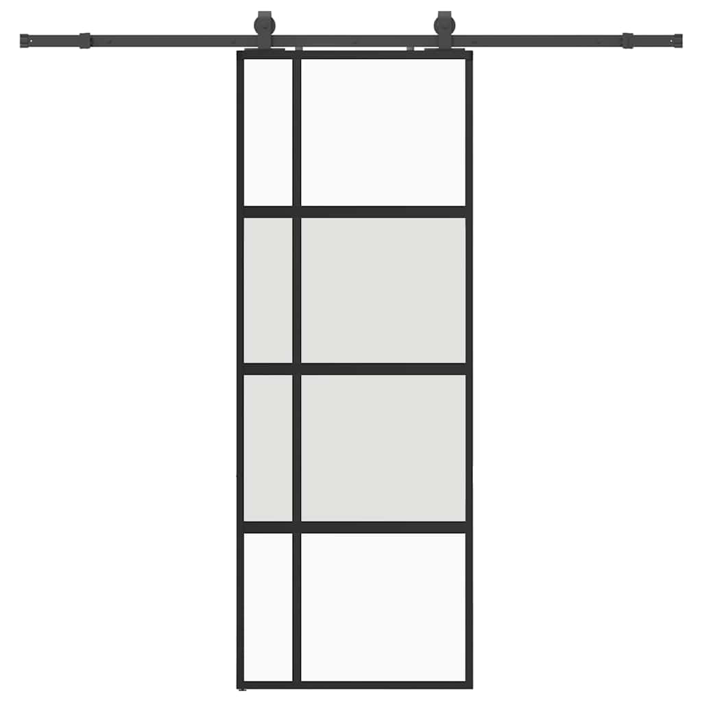 Vidaxl schuifdeur met beslagset 76x205 cm gehard glas zwart