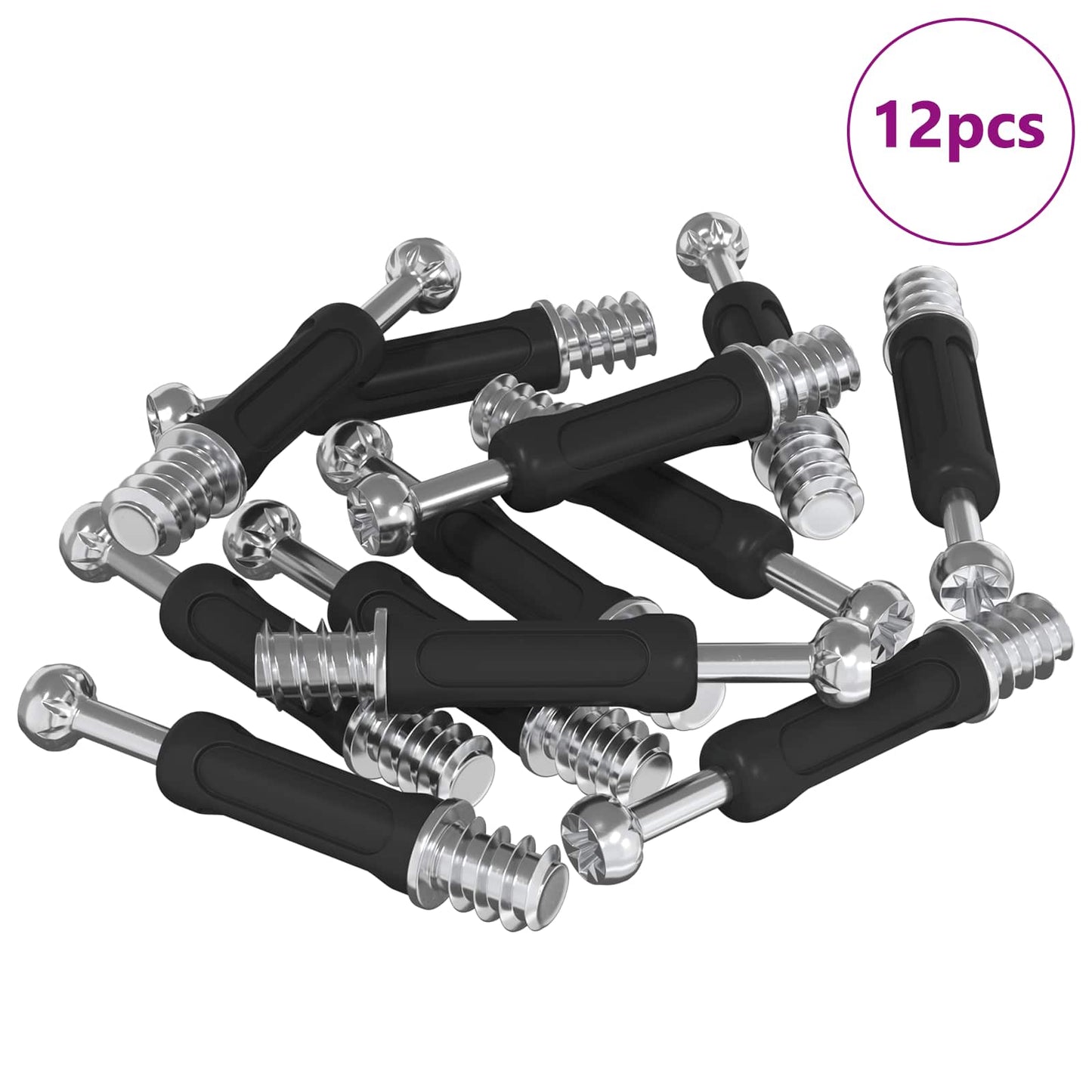 Bulloni per serratura a camma Vidaxl 12 pezzi argento e nero m6 x 40 mm