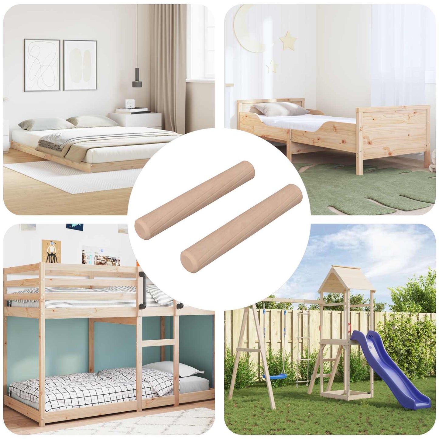 Tacos de madera vidaxl 2 piezas madera maciza natural ø 6 x 40 mm