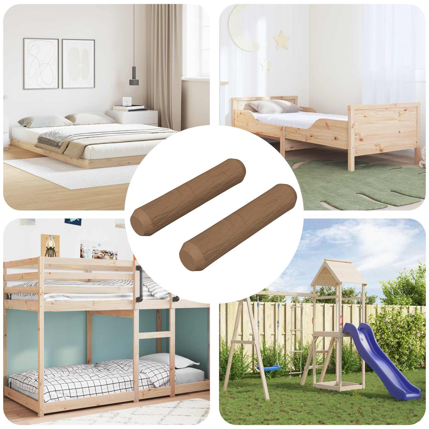 Tacos de madera vidaxxl 2 uds marrón ø8 x 35 mm madera maciza