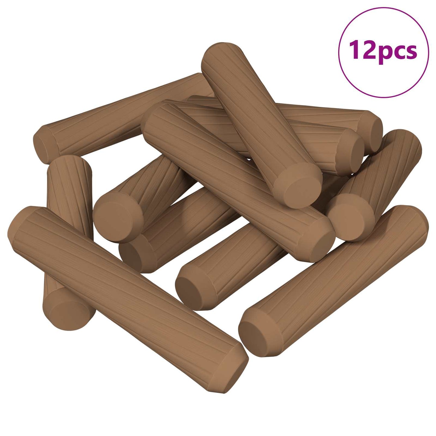 Vidaxl houten dowels 12 pcs bruin ø8 x 35 mm massief hout